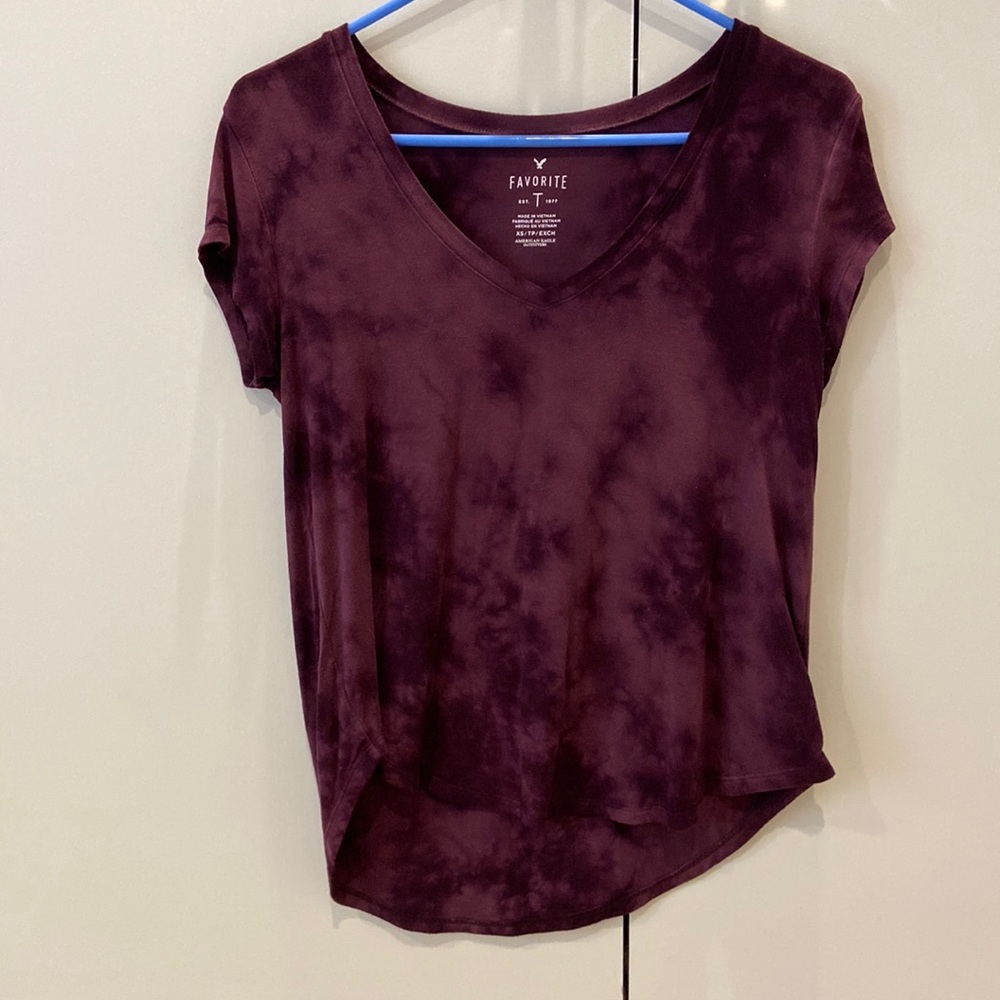 American Eagle Favorite T Maroon Tie Dye XS